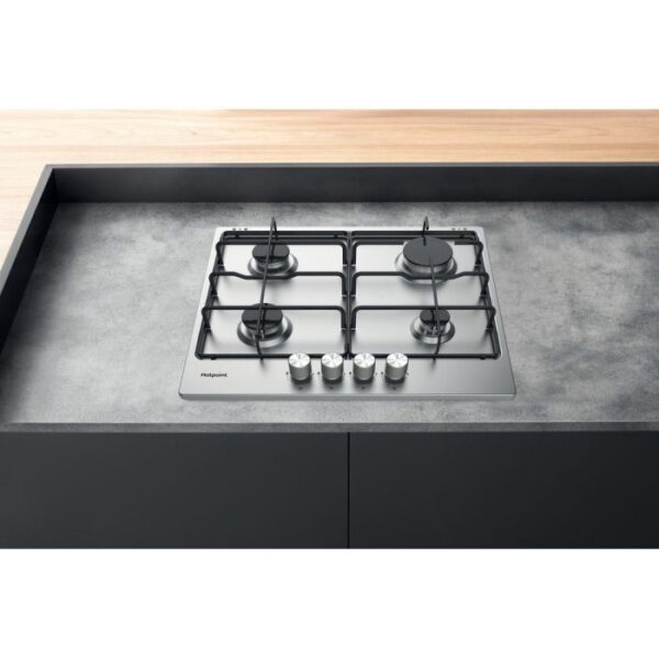 Hotpoint PPH60PFIXUK 4 Burner Gas Hob - Silver - Image 2